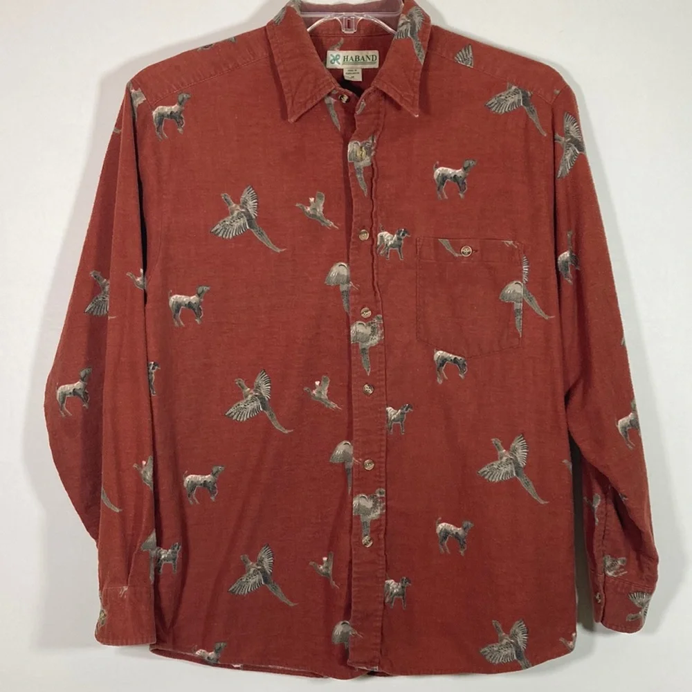 Haband Men Warm Flannel One Button Pocket Comfortable Fit Shirt Size M